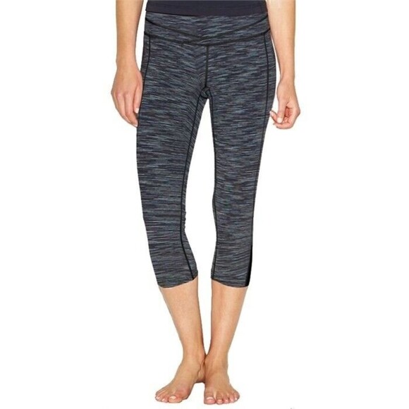 Lucy Small Powermax Hatha Capri Leggings Black Spacedye Low Rise Stretch - Picture 1 of 7